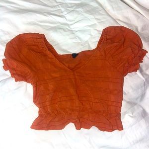 Aerie Women’s frilly dark orange top. Size S but it fits like an M too.